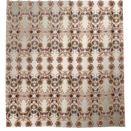 Elegant Gold Jewel Flowers Shower Curtain Douchegordijn (Voorkant)