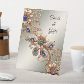 Elegant Gold Jewel Flowers Tabletop Signs Reclamebord Met Voetstuk (Insitu)