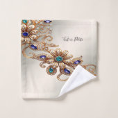Elegant Gold Jewel Flowers Towel Set Bad Handdoek (Wasdoekje)