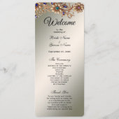 Elegant Gold Jewel Flowers Wedding Program Programmakaart (Voorkant)