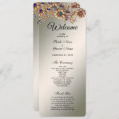 Elegant Gold Jewel Flowers Wedding Program Programmakaart (Voorkant / Achterkant)