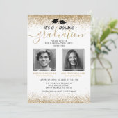 Elegant Gold Joint Afstuderen Foto Kaart (Staand voorkant)