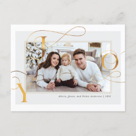 Elegant Gold "Joy" Familie Foto Vakantie Briefkaar Feestdagenkaart