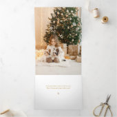 Elegant Gold Joy Peace Love Script 3-Photo Drieluik Wenskaart (Binnen)