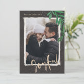 Elegant Gold Joyful-kerstfoto Feestdagenkaart (Staand voorkant)