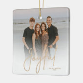 Elegant Gold JOYFUL Script Photo Christmas Keramisch Ornament (Links)