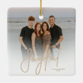 Elegant Gold JOYFUL Script Photo Christmas Keramisch Ornament (Achterkant)
