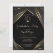 Elegant Gold Justice Scale Black Afstuderen Kaart (Voorkant)