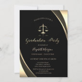 Elegant Gold Justice Scale Border Zwart Afstuderen Kaart (Voorkant)
