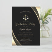 Elegant Gold Justice Scale Border Zwart Afstuderen Kaart (Staand voorkant)