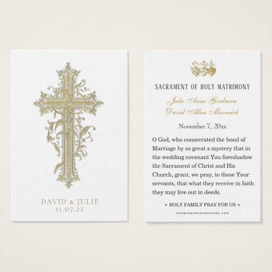 Elegant Gold katholieke weddenschap Kaart (Voorkant /achterkant)