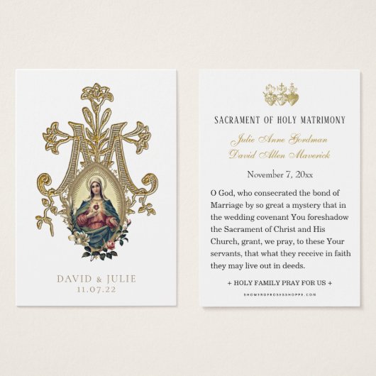 Elegant Gold katholieke weddenschap Kaart (Voorkant /achterkant)