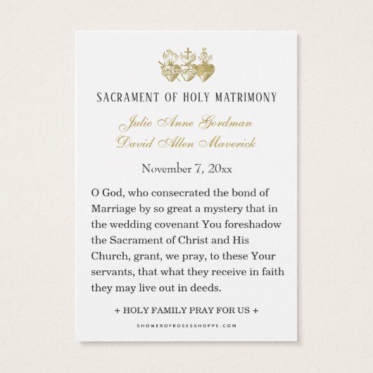 Elegant Gold katholieke weddenschap Kaart (Achterkant)