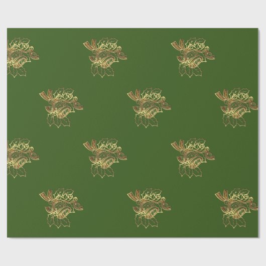 Elegant Gold kerstbal, Green Holiday Cadeaupapier (Vlak)