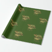 Elegant Gold kerstbal, Green Holiday Cadeaupapier (Uitgerold)