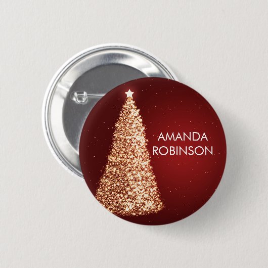 Elegant Gold kerstbomen Red Ronde Button 5,7 Cm (Voorkant /achterkant)