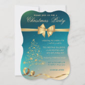 Elegant Gold kerstboom, Bow kerstparty Kaart (Voorkant)