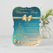 Elegant Gold kerstboom, Bow kerstparty Kaart (Staand voorkant)