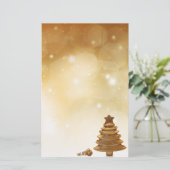 Elegant Gold-kerstboom Briefpapier (Staand voorkant)