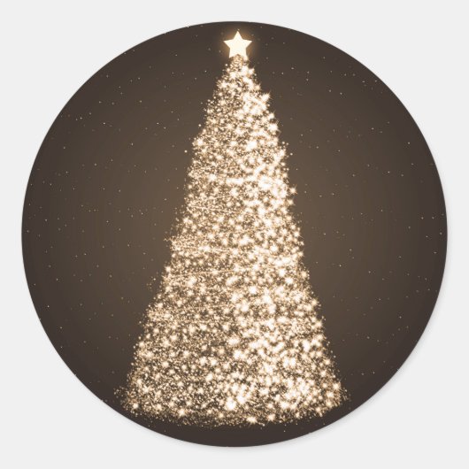 Elegant Gold-kerstboom Brown Ronde Sticker (Voorkant)