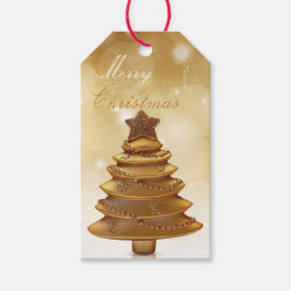 Elegant Gold-kerstboom Cadeaulabel