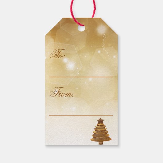 Elegant Gold-kerstboom Cadeaulabel (Achterkant)