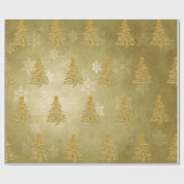 Elegant Gold-kerstboom en Snowflake Pattern Cadeaupapier (Vlak)