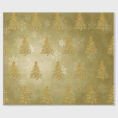 Elegant Gold-kerstboom en Snowflake Pattern Cadeaupapier (Vlak)