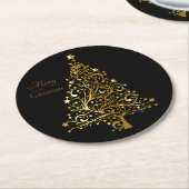 Elegant Gold-kerstboom Festive Modern Art Fun Ronde Kartonnen Onderzetter (Gebogen)