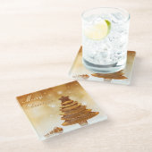 Elegant Gold-kerstboom Glazen Onderzetter (Schuin)
