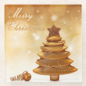 Elegant Gold-kerstboom Glazen Onderzetter (Voorkant)