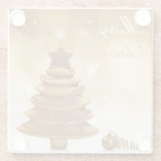 Elegant Gold-kerstboom Glazen Onderzetter (Achterkant)