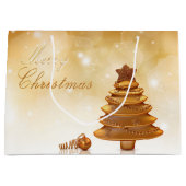 Elegant Gold-kerstboom Groot Cadeauzakje (Voorkant)