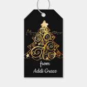 Elegant Gold kerstboom - Label met cadeau Cadeaulabel (Voorkant)