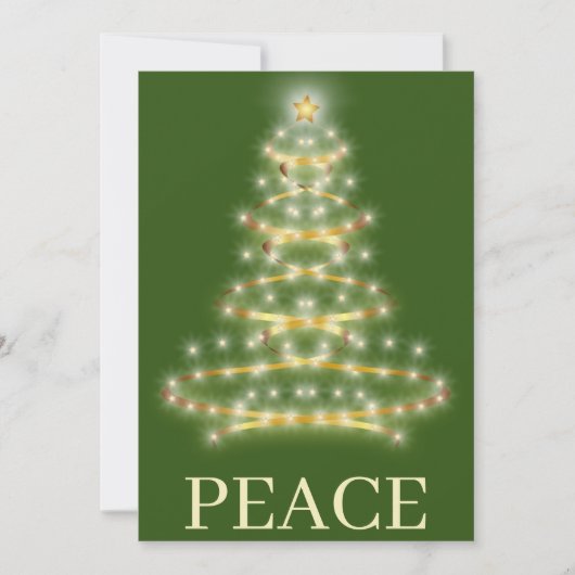 Elegant Gold kerstboom Peace Holidage Feestdagenkaart (Voorkant)