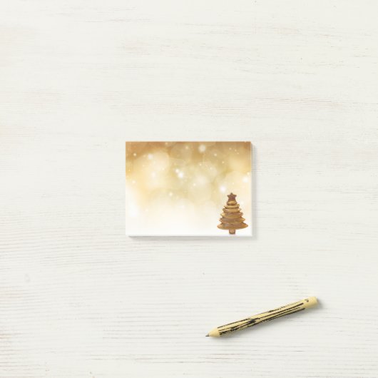 Elegant Gold-kerstboom Post-it® Notes (Op bureau)