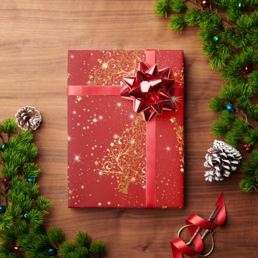 Elegant Gold-kerstboompatroon Cadeaupapier (Feestdagen Geschenken)