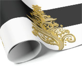 Elegant Gold kerstboompatroon Cadeaupapier (Rol Hoek)