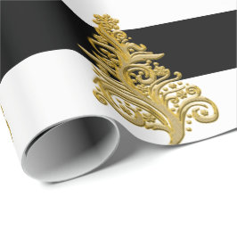 Elegant Gold kerstboompatroon Cadeaupapier