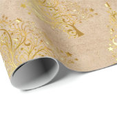 Elegant Gold-kerstboompatroon Cadeaupapier (Rol Hoek)