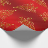 Elegant Gold-kerstboompatroon Cadeaupapier (Hoek)