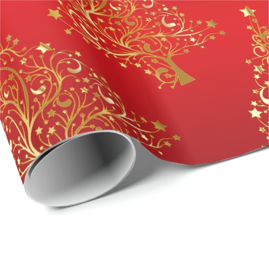 Elegant Gold-kerstboompatroon Cadeaupapier (Rol Hoek)
