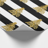 Elegant Gold kerstboompatroon Cadeaupapier (Hoek)