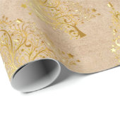Elegant Gold-kerstboompatroon Cadeaupapier (Rol Hoek)