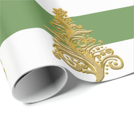 Elegant Gold kerstboompatroon Cadeaupapier