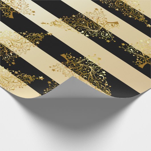 Elegant Gold-kerstboompatroon Cadeaupapier (Hoek)