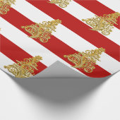 Elegant Gold kerstboompatroon Cadeaupapier (Hoek)