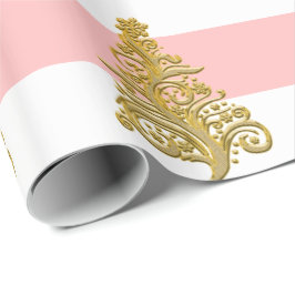 Elegant Gold kerstboompatroon Cadeaupapier