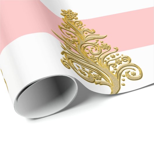 Elegant Gold kerstboompatroon Cadeaupapier (Rol Hoek)