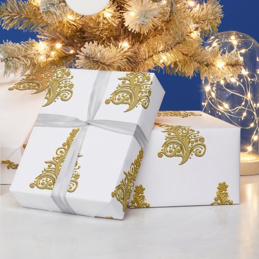 Elegant Gold-kerstboompatroon Cadeaupapier (Feestdagen)